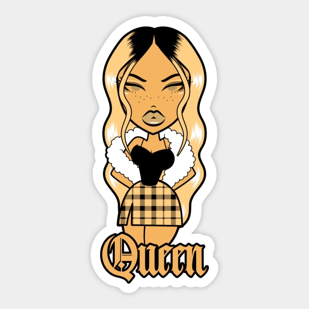 Queen Doll girl Brown-Out v1 Sticker by Just In Tee Shirts